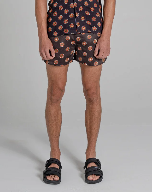 Elegant Outfits SUTRA PRINT MENS SWIM SHORTS | BLACK