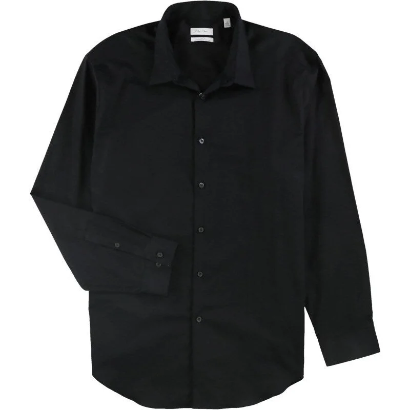 Lightweight Fabrics Calvin Klein Men's Slim-Fit Stretch Solid Shirt Black Size Small