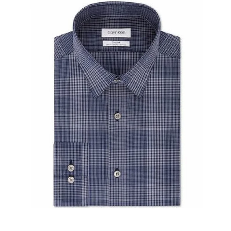 Casual Styles Calvin Klein Men's Steel Non-Iron Temperature-Check Navy Size 36X37 - 17-36-37 Casual Styles Calvin Klein Men's Steel Non-Iron Temperature-Check Navy Size 36X37 - 17-36-37