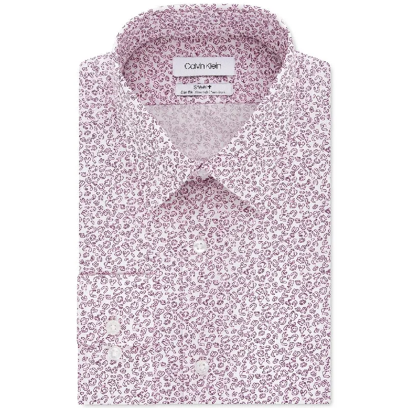 Urban Gear Calvin Klein Men's Steel Red Print Dress Shirt Red Size 16.5X34X35