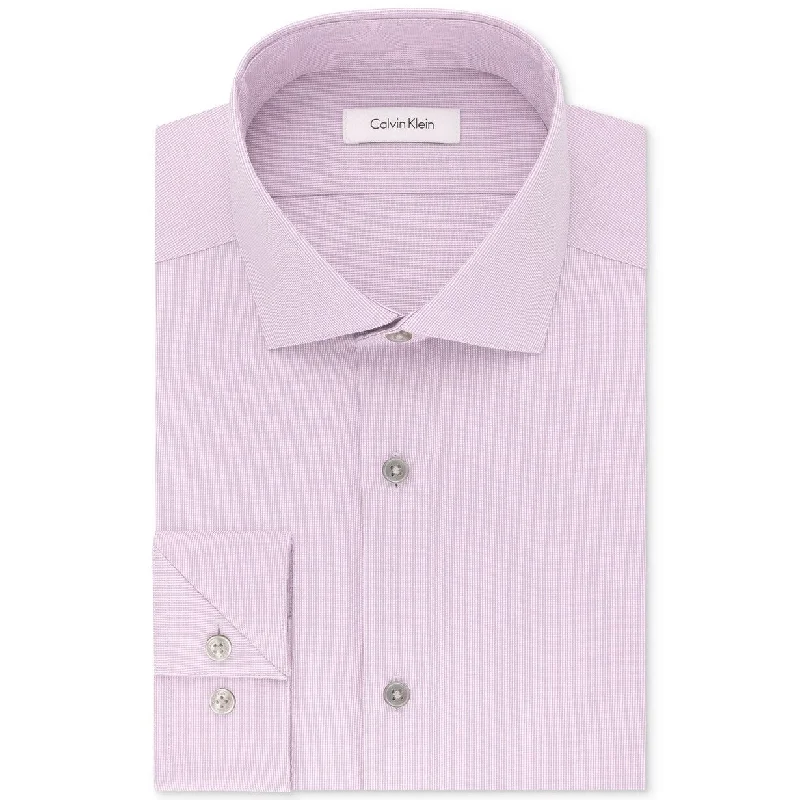 Modern Basics Calvin Klein Men's Steel Unsolid Dress Shirt Purple Size 16.5X32-33