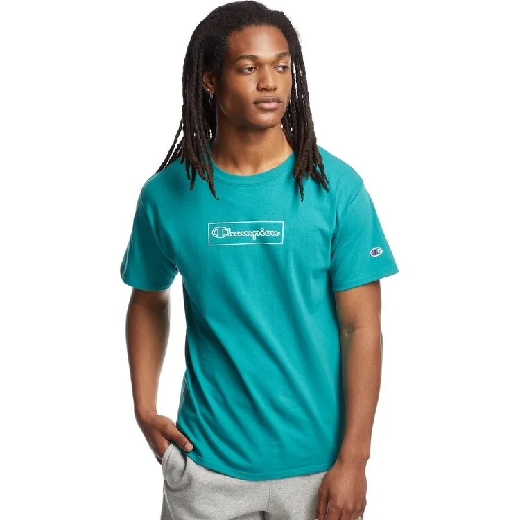 Stylish Jeans Champion Men's Phys Ed Logo T-Shirt Blue Size Medium
