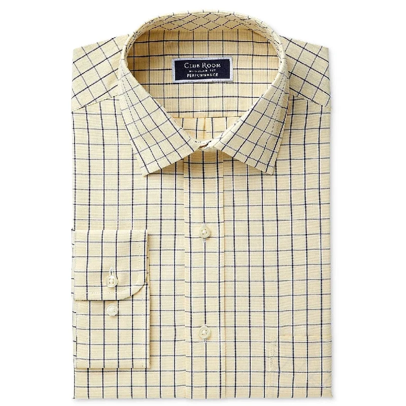 Stylish Jeans Club Room Men's Classic/Regular Fit Performance Windowpane Dress Shirt Navy Size 34-35 Stylish Jeans Club Room Men's Classic/Regular Fit Performance Windowpane Dress Shirt Navy Size 34-35