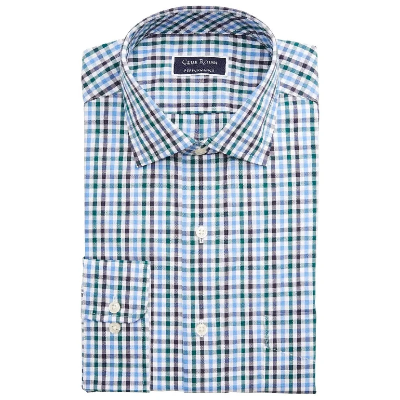 Denim Trends Club Room Men's Classic/Regular-Fit Stretch Wrinkle-Resistant Gingham Dress Shirt Blue-Green Size 32X33 Denim Trends Club Room Men's Classic/Regular-Fit Stretch Wrinkle-Resistant Gingham Dress Shirt Blue-Green Size 32X33