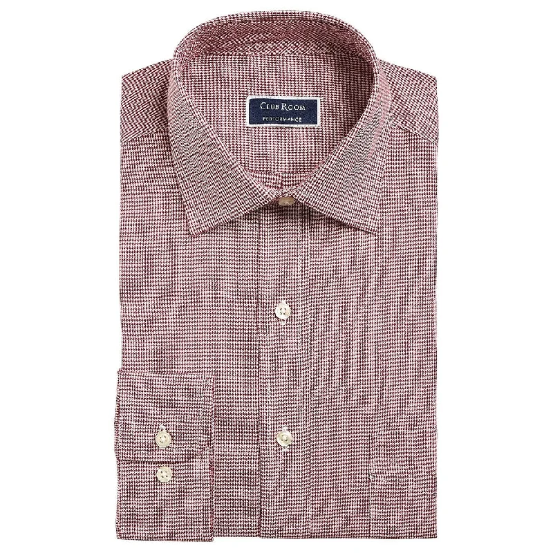 Smart Tops Club Room Men's Dress Shirt Twill Regular-Fit Performance Red 16X34-35
