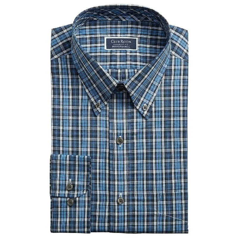 Comfortable Fits Club Room Men's Regular Fit Performance Plaid Dress Shirt Navy Size 17.5x32-33 Comfortable Fits Club Room Men's Regular Fit Performance Plaid Dress Shirt Navy Size 17.5x32-33
