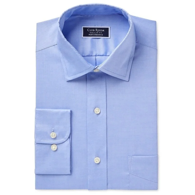 Fashionable Wear Club Room Men's Regular-Fit Performance Stretch Plaid Shirt Blue Size XX Large