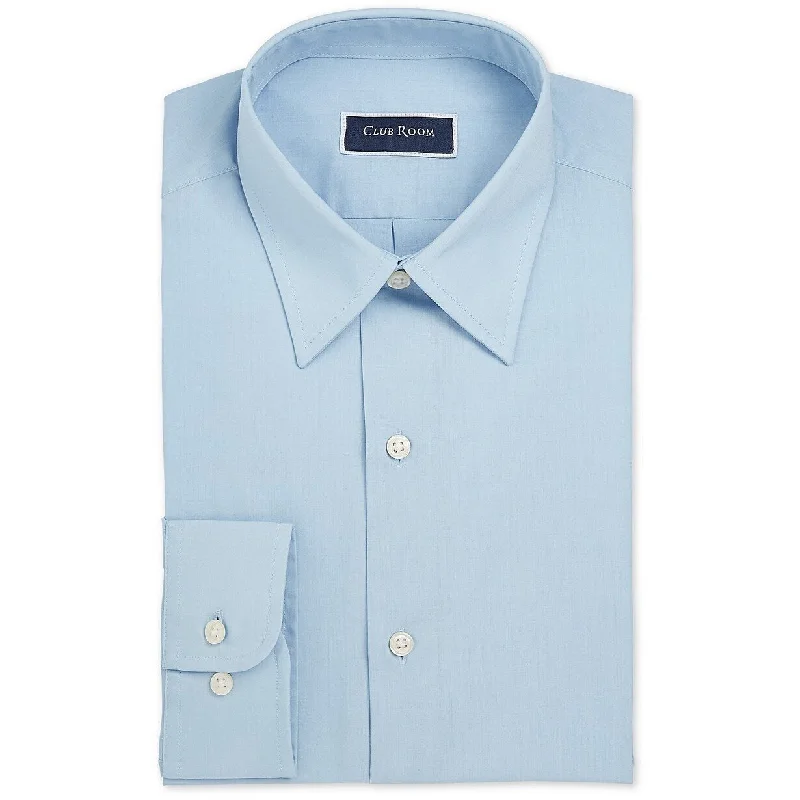 Cool Pieces Club Room Men's Regular-Fit Solid Dress Shirt Med Blue Size 32-33