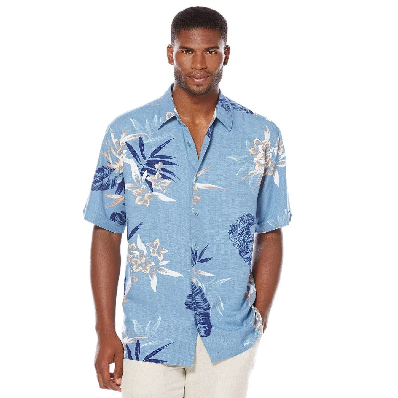 Cool Jackets Cubavera Men's Floral-Print Shirt Coronet Blue Size Large - L