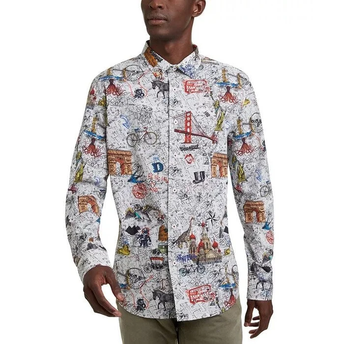 Timeless Wardrobe Desigual Men's Our World Shirt White Size Medium