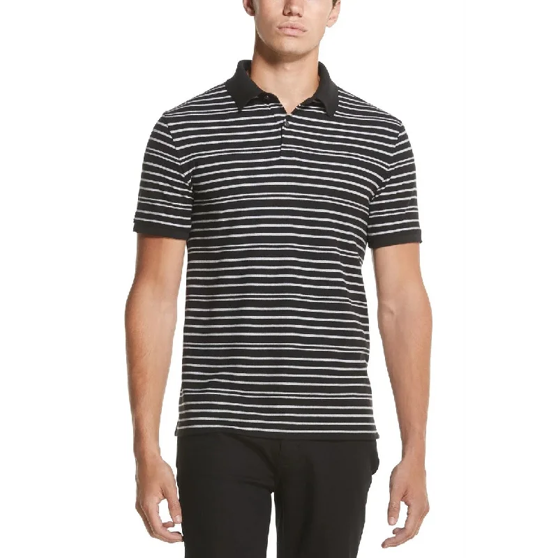 Sleek Designs DKNY Men's Pique Stripe Polo Shirt Charcoal Size Small