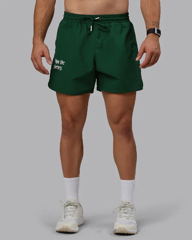 Stylish Casuals Enjoy The Journey 5" Shorts - Deep Emerald-Off White
