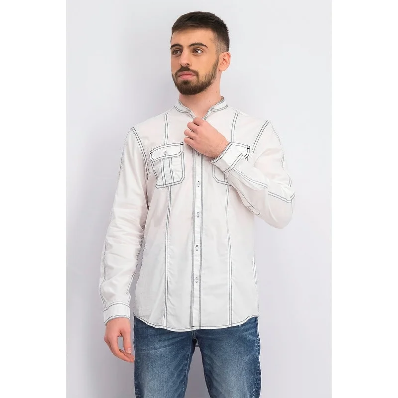 Streetwear Clothing INC International Concepts Men's Contrast Topstitched Shirt White Size Medium Streetwear Clothing INC International Concepts Men's Contrast Topstitched Shirt White Size Medium