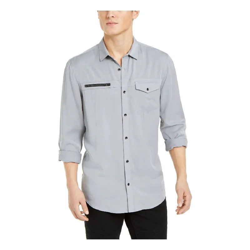 Stylish Suits INC International Concepts Men's Lyocell Shirt Grey Size Medium