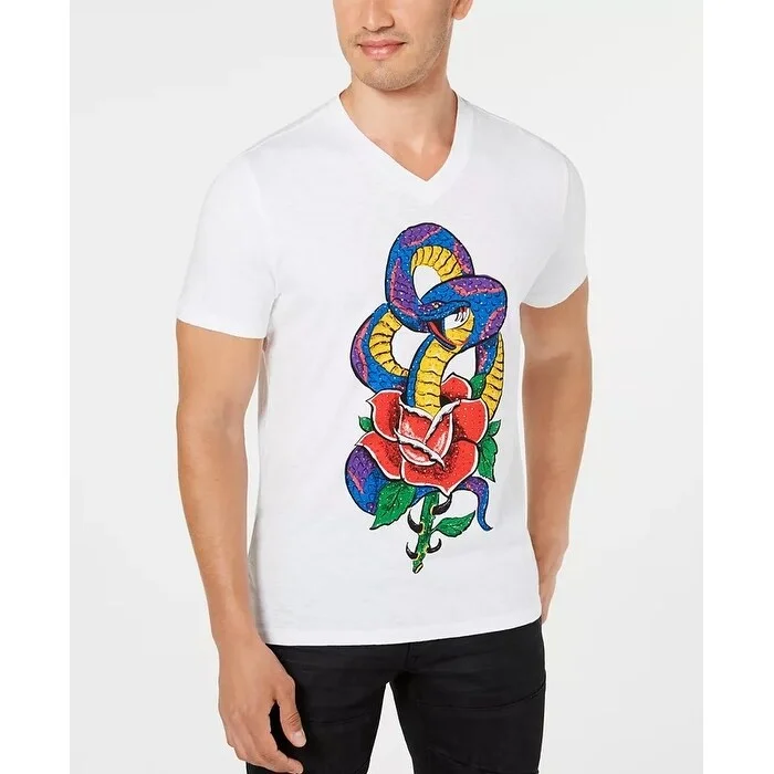 Denim Trends INC International Concepts Men's Rhinestone T-Shirt White Size XL - X-Large Denim Trends INC International Concepts Men's Rhinestone T-Shirt White Size XL - X-Large