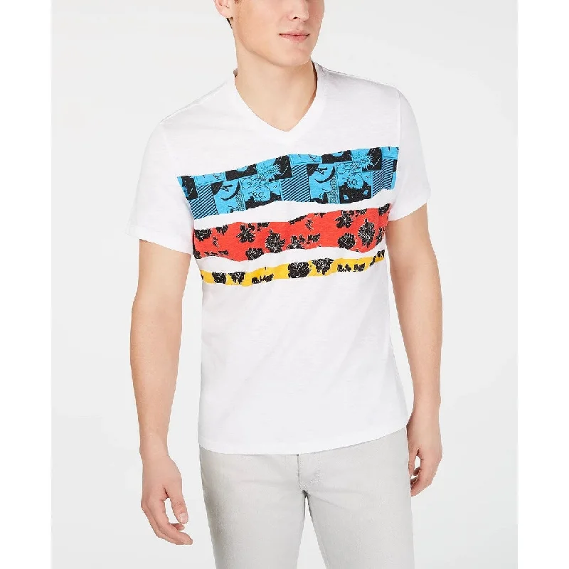 Fashionable Wear INC International Concepts Men's Stripe Graphic T-Shirt White Size XXL - XX-Large Fashionable Wear INC International Concepts Men's Stripe Graphic T-Shirt White Size XXL - XX-Large