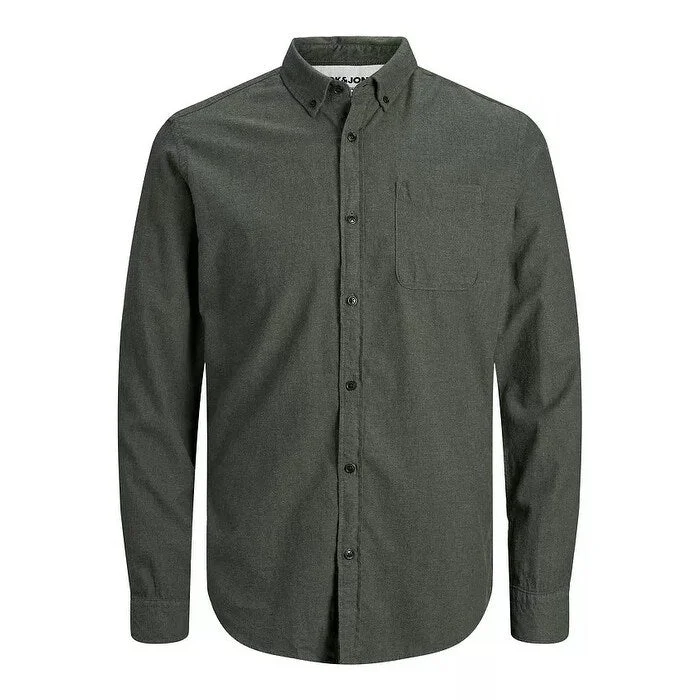 Relaxed Fit Jack & Jones Men's Flannel Long Sleeve Shirt Charcoal Size X-Large