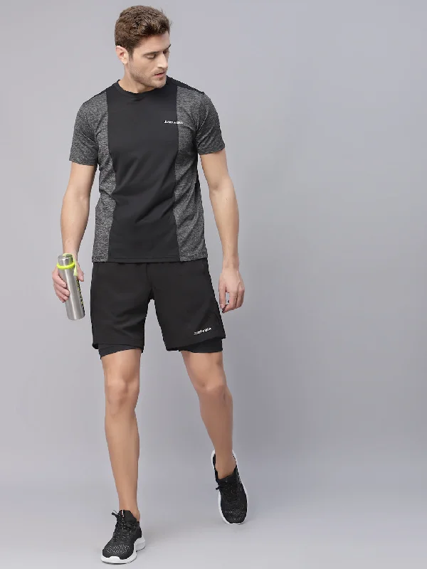 Warm Jackets JUMP USA Men Black Layered Comfort-Fit Active Sports Shorts
