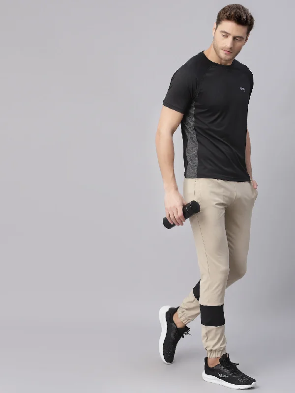 Smart Casual JUMP USA Men Black Sports Round Neck T-shirt