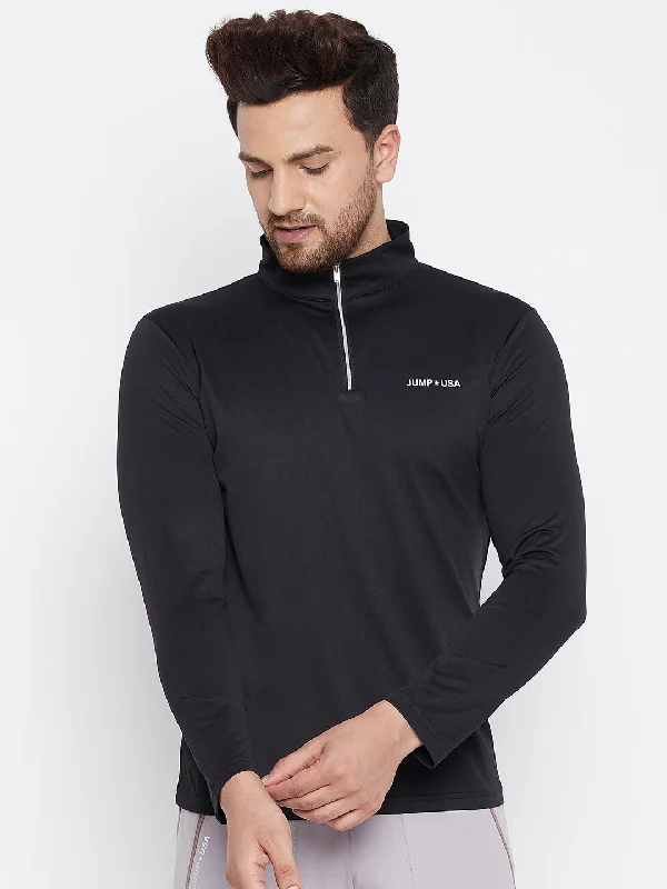 Chic Outfits JUMP USA Men Black Sports Turtle Neck T-shirt