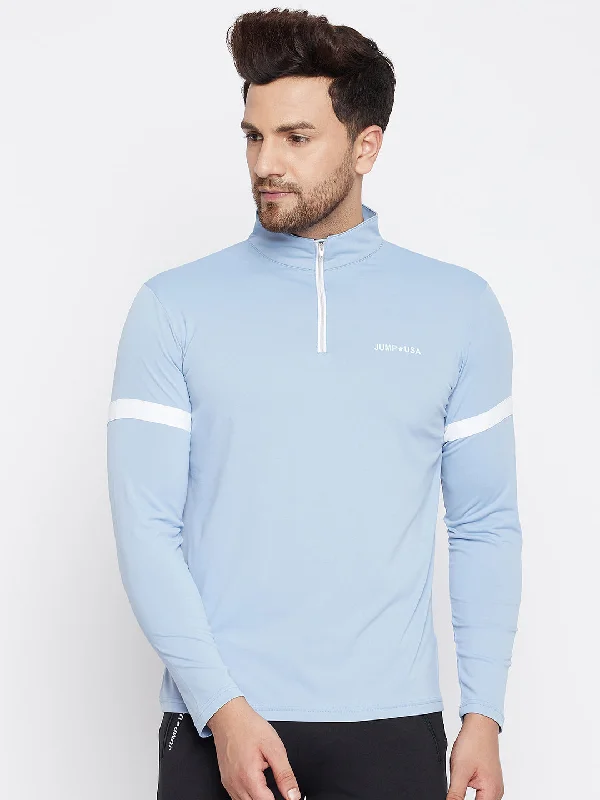 Classic Apparel JUMP USA Men Blue Sports Turtle Neck T-shirt