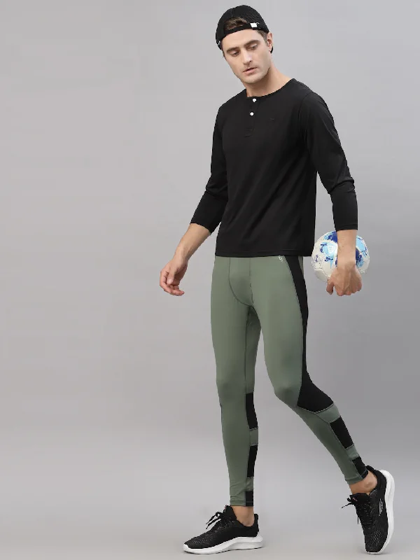 Urban Gear JUMP USA Men Duck Green-Black Rapid Dry-Fit Solid Training Tights