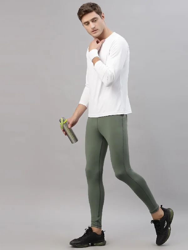 Chic Styles JUMP USA Men Duck Green Rapid Dry-Fit Solid Training Tights