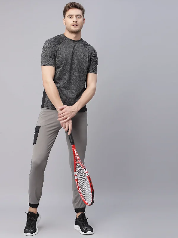 Outdoor Apparel JUMP USA Men Grey Sports Round Neck T-shirt