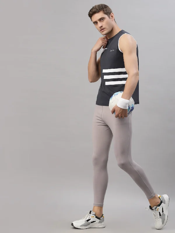 Travel Wardrobe JUMP USA Men Lilac Grey  Rapid Dry-Fit Solid Training Tights