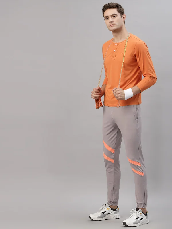 Denim Trends JUMP USA Men Orange Henley Neck Long Sleeves T-Shirt