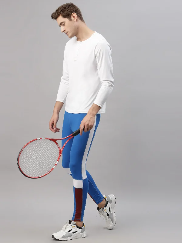 Casual Attire JUMP USA Men White Henley Neck Long Sleeves T-Shirt