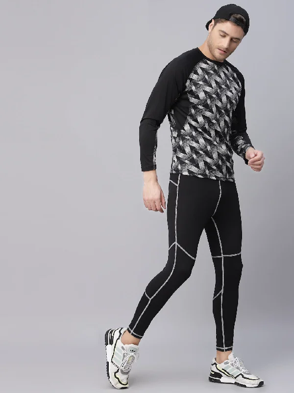 Classic Fits JUMP USA Men's Black Yoga Seamless Round Neck T-Shirt