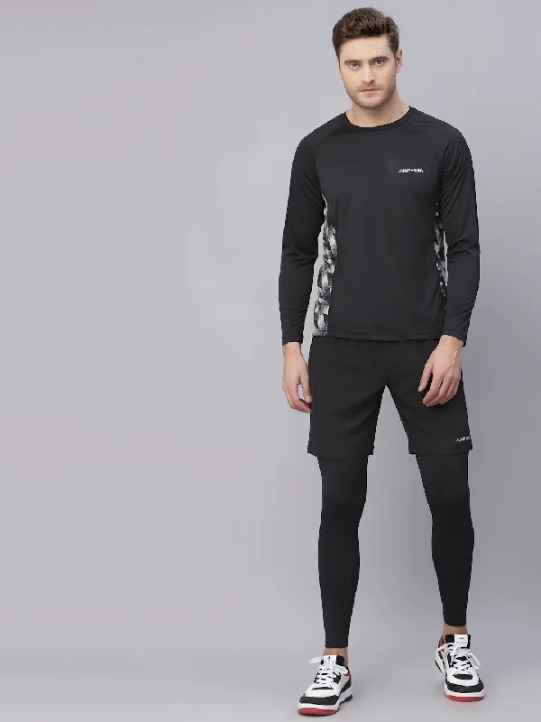 Modern Basics JUMP USA Men's Black Yoga Seamless Round Neck T-Shirt