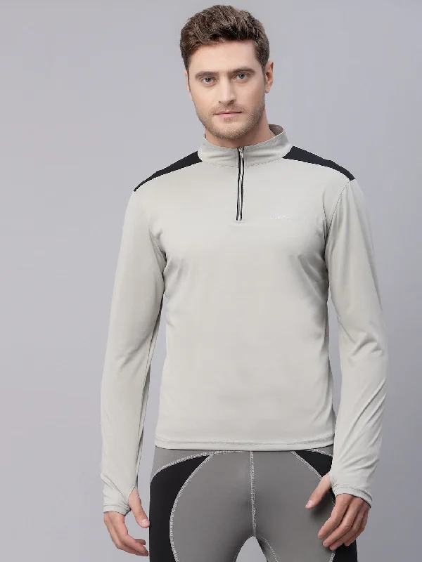 Comfy Pants JUMP USA Men's Grey Black Solid Yoga Seamless High Neck T shirt
