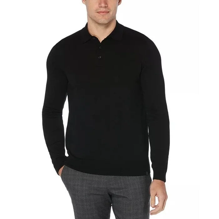 Stylish Casuals Kenneth Cole Men's Solid Long Sleeve Henley Black Size Small