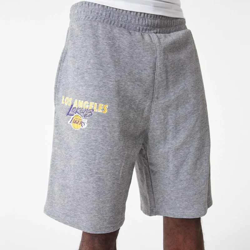 Summer Wear LA Lakers Team Script Grey Shorts