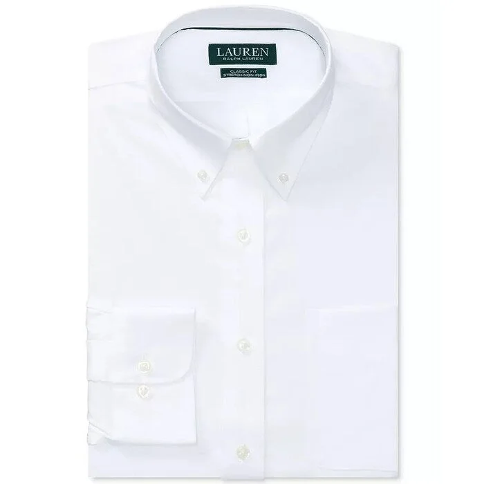 Casual Fits Lauren Ralph Lauren Men's Classic/Regular Fit Non-Iron Stretch Pinpoint Dress Shirt White Size 15.5X34-35 Casual Fits Lauren Ralph Lauren Men's Classic/Regular Fit Non-Iron Stretch Pinpoint Dress Shirt White Size 15.5X34-35