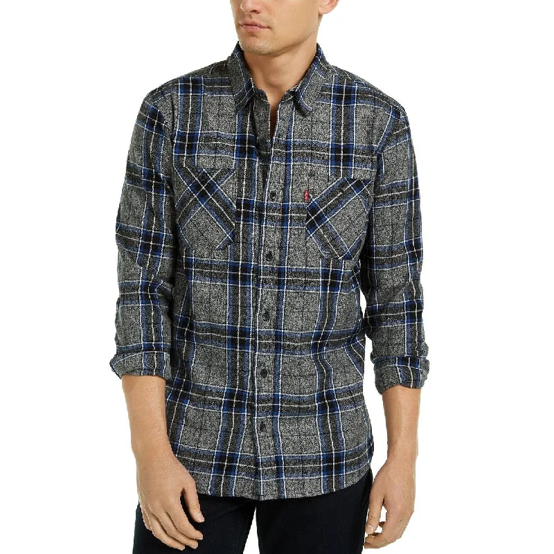 Minimal Apparel Levi's Men Crance Plaid Flannel Shirt Gray Size XX-Large