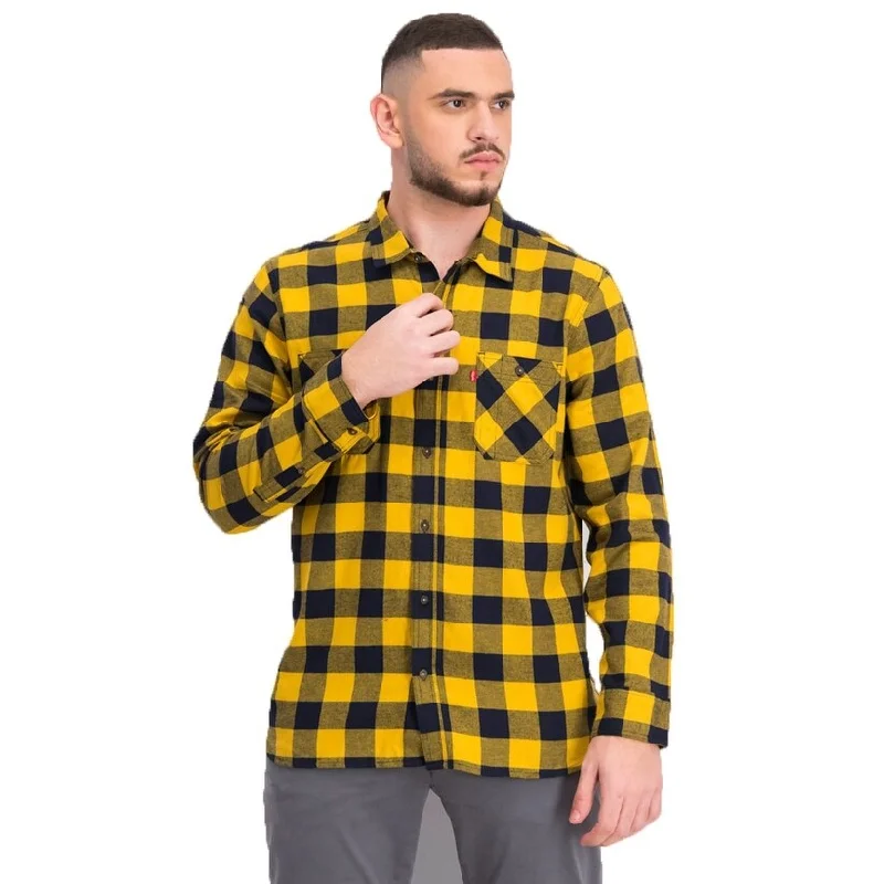 Formal Wear Levi's Men's Buffalo Plaid Flannel Shirt Yellow Size Large