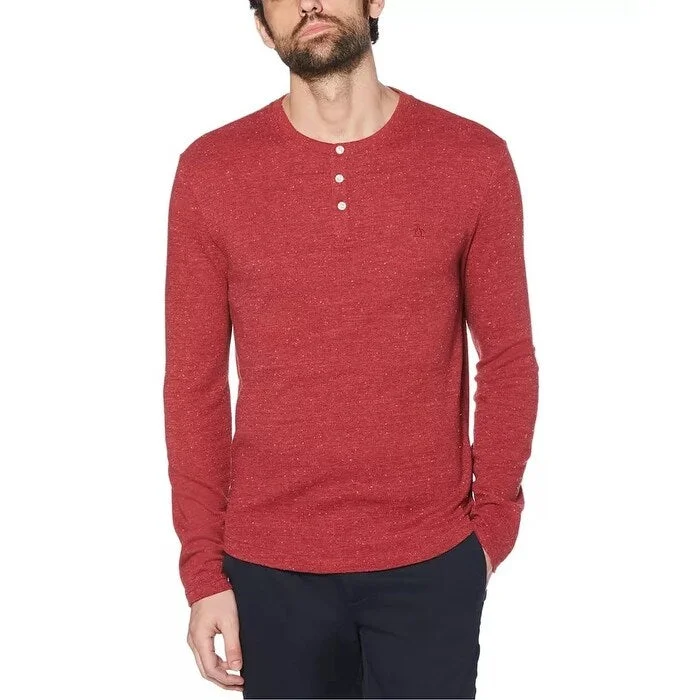 Summer Trends Original Penguin Men's Waffle Henley T-Shirt Dark Red Size XL - X-Large Summer Trends Original Penguin Men's Waffle Henley T-Shirt Dark Red Size XL - X-Large