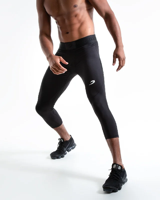 Vintage Style Saddler Compression 3/4 Leggings - Black
