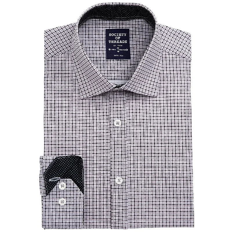 Urban Gear Society Of Threads Men's Slim-Fit Non-Iron Performance Stretch Black Check Dress Shirt Black Size Large Urban Gear Society Of Threads Men's Slim-Fit Non-Iron Performance Stretch Black Check Dress Shirt Black Size Large