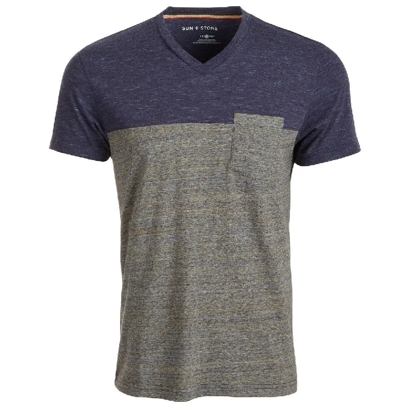 Casual Footwear Sun + Stone Men's Aiden Pieced Patch Pocket T-Shirt Navy Size Large