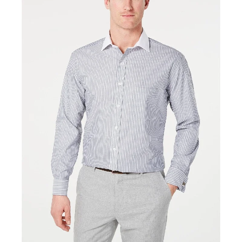 Comfy Tops Tasso Elba Men's Cotton Twill Bar Cuff Dress Shirt Gray Size 34X35 - 17X34-35 Comfy Tops Tasso Elba Men's Cotton Twill Bar Cuff Dress Shirt Gray Size 34X35 - 17X34-35