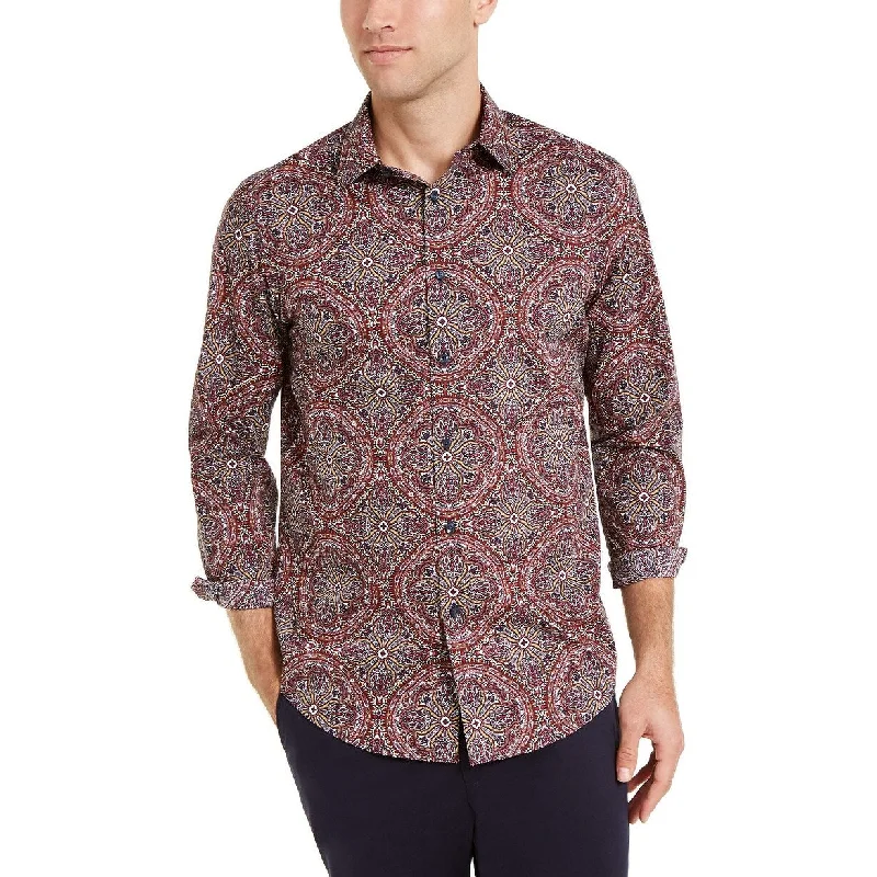 Classic Apparel Tasso Elba Men's Kaleidoscope Print Shirt Red Size Extra Large
