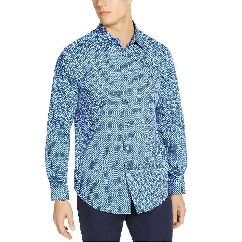 Relaxed Fit Clothing Tasso Elba Men's Marcello Printed Shirt Blue Size Extra Large