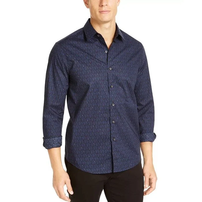 Bold Designs Tasso Elba Men's Stretch Paisley Print Woven Shirt Navy Size XX-Large