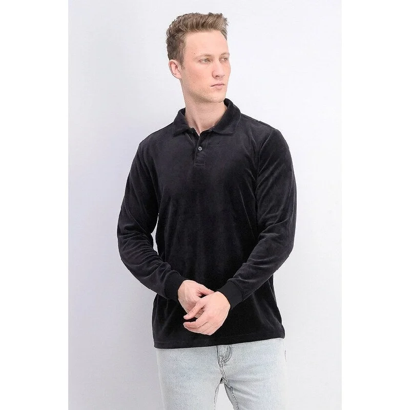 Casual Button-ups Tasso Elba Men's Velour Long Sleeve Polo Shirt Black Size Extra Large Casual Button-ups Tasso Elba Men's Velour Long Sleeve Polo Shirt Black Size Extra Large