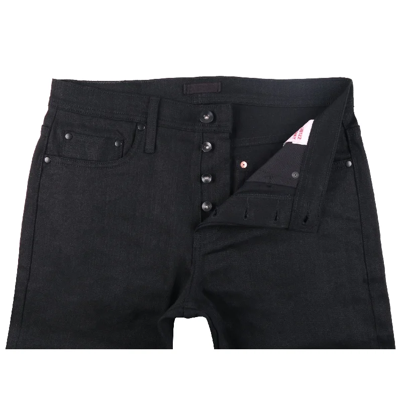 Comfy Tops The Unbranded Brand Raw Denim Jeans - Relaxed 11oz Solid Black Stretch Selvedge