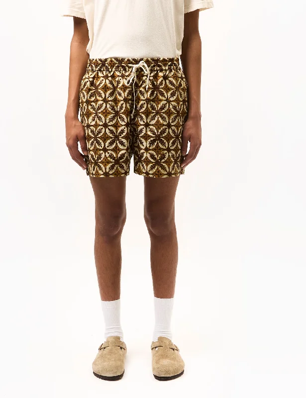 Business Casual Universal Works Action Shorts (Lobby Print) - Brown